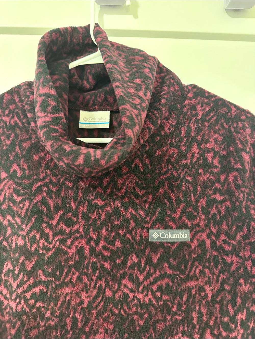 Columbia Ali Peak Fleece Cowl Neck Tunic Pink Black Patterened Size Small - Picture 3 of 12